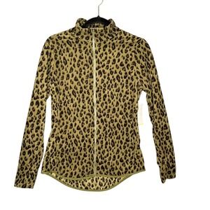 NEW Old Navy Active Women's Leopard‎ Print Fleece Zip Up Jacket Size Small Olive